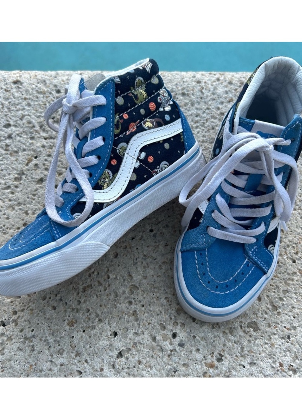 Vans sneakers astronaut blue suede hitop old skool size 11 kid lace and zipper